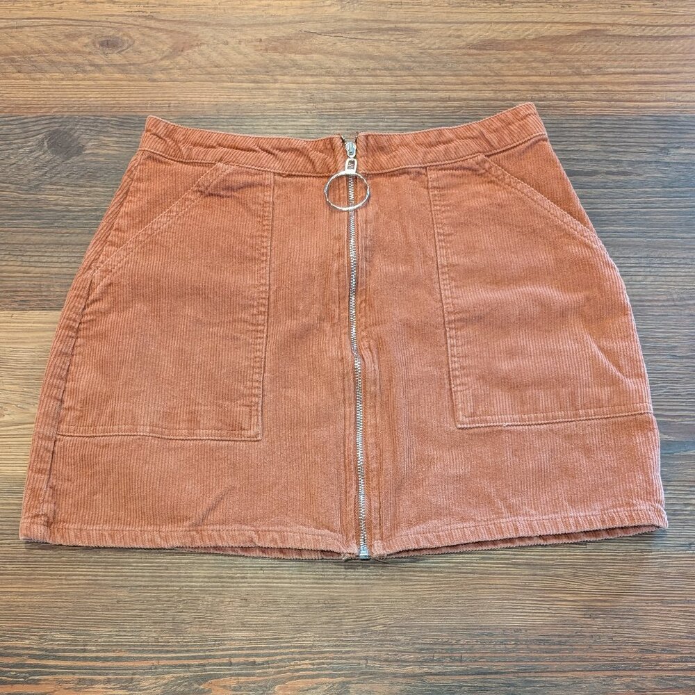 Chloe and Katie Rust Corduroy Mini Skirt